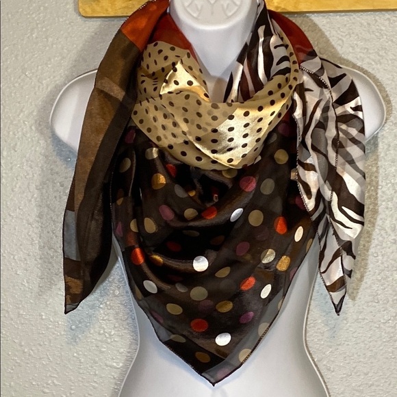 Multicolor Mixed Print Patchwork Square Scarf - Picture 1 of 3